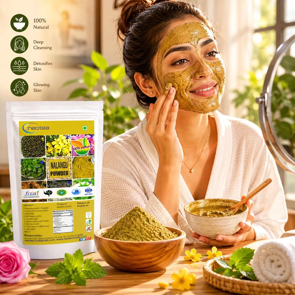 Nalangu Maavu Powder 100% Natural Herbal Bath Powder | Traditional Ayurvedic Body & Bath Powder | Natural Skin Cleansing & Exfoliating Powder | Chemical Free Herbal Powder