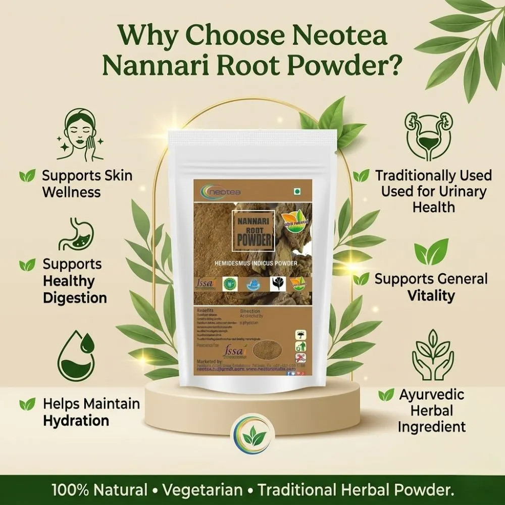 Nannari Root Powder 100% Natural Indian Sarsaparilla Powder | Nannari Churna | Herbal Wellness Powder | Traditionally Used for Refreshing Drinks