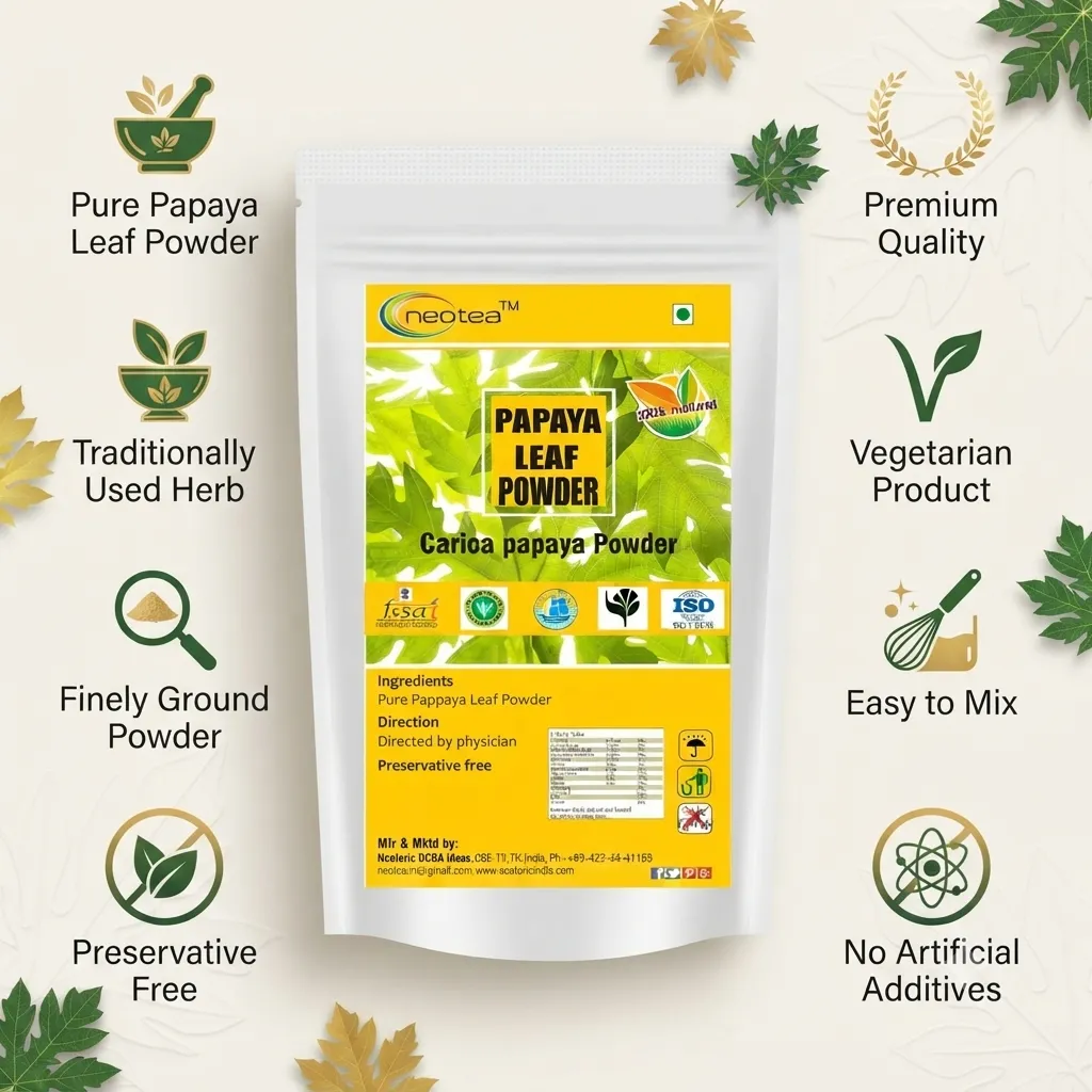 Papaya Leaf Powder | Supports Healthy Blood Platelets & Digestion | Herbal Supplement for Normal Sugar Levels | Antioxidant & Skin Rejuvenation | Organic, Non-GMO, Vegan | Dried from Fresh Green Leaves | Tea & Juice Extract