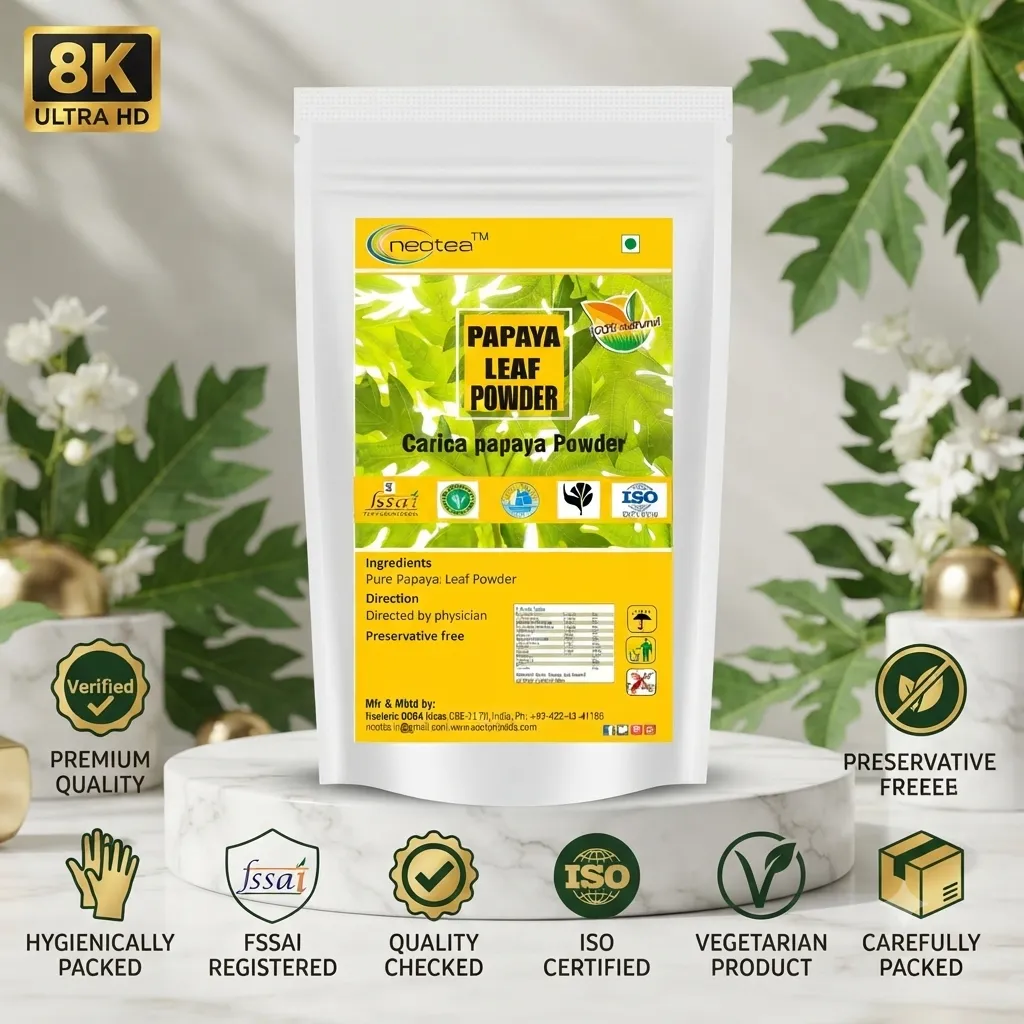 Papaya Leaf Powder | Supports Healthy Blood Platelets & Digestion | Herbal Supplement for Normal Sugar Levels | Antioxidant & Skin Rejuvenation | Organic, Non-GMO, Vegan | Dried from Fresh Green Leaves | Tea & Juice Extract