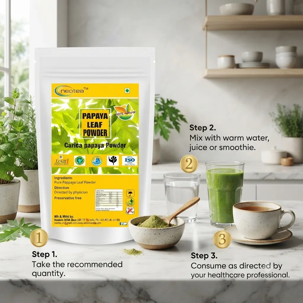 Papaya Leaf Powder | Supports Healthy Blood Platelets & Digestion | Herbal Supplement for Normal Sugar Levels | Antioxidant & Skin Rejuvenation | Organic, Non-GMO, Vegan | Dried from Fresh Green Leaves | Tea & Juice Extract