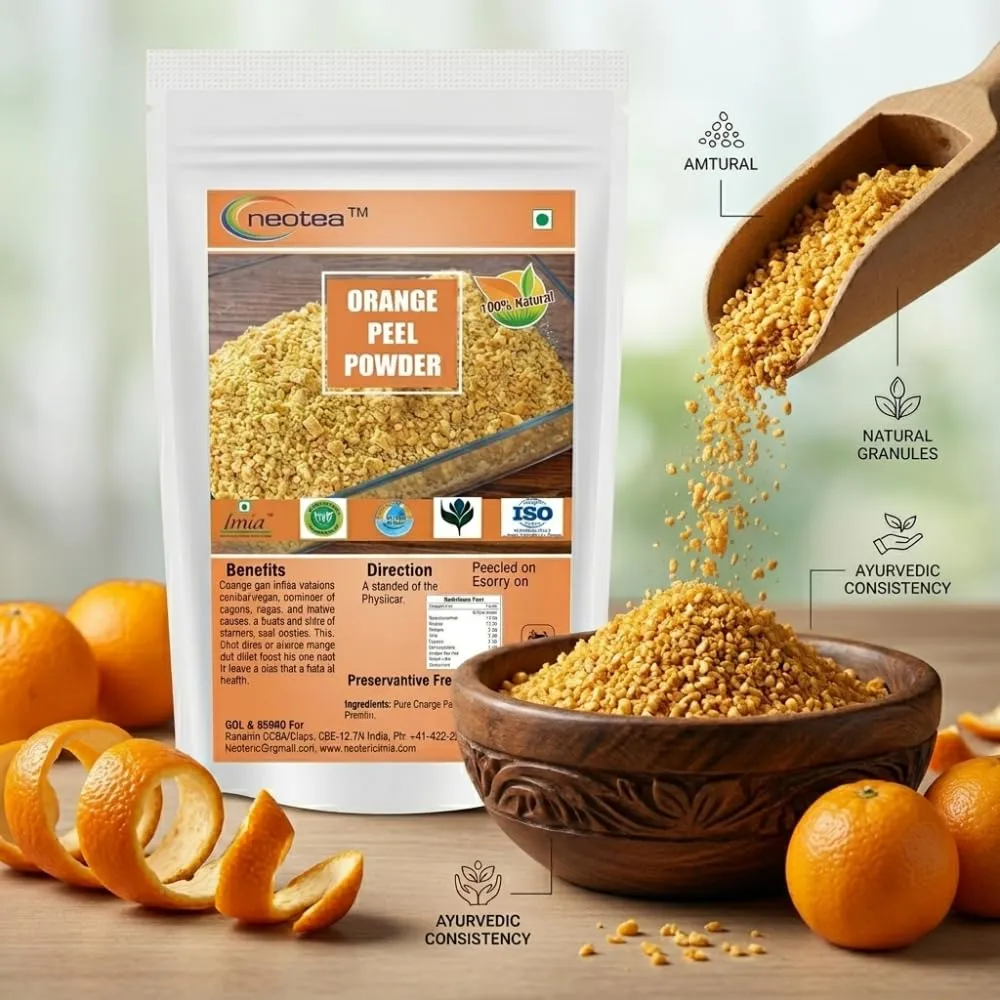 Orange Peel Powder for Face Pack & DIY Skincare, Finely Ground Dried Orange Peel, Natural Citrus Botanical Powder for Homemade Scrubs, Face Packs & Personal Care, 100% Natural Ingredient