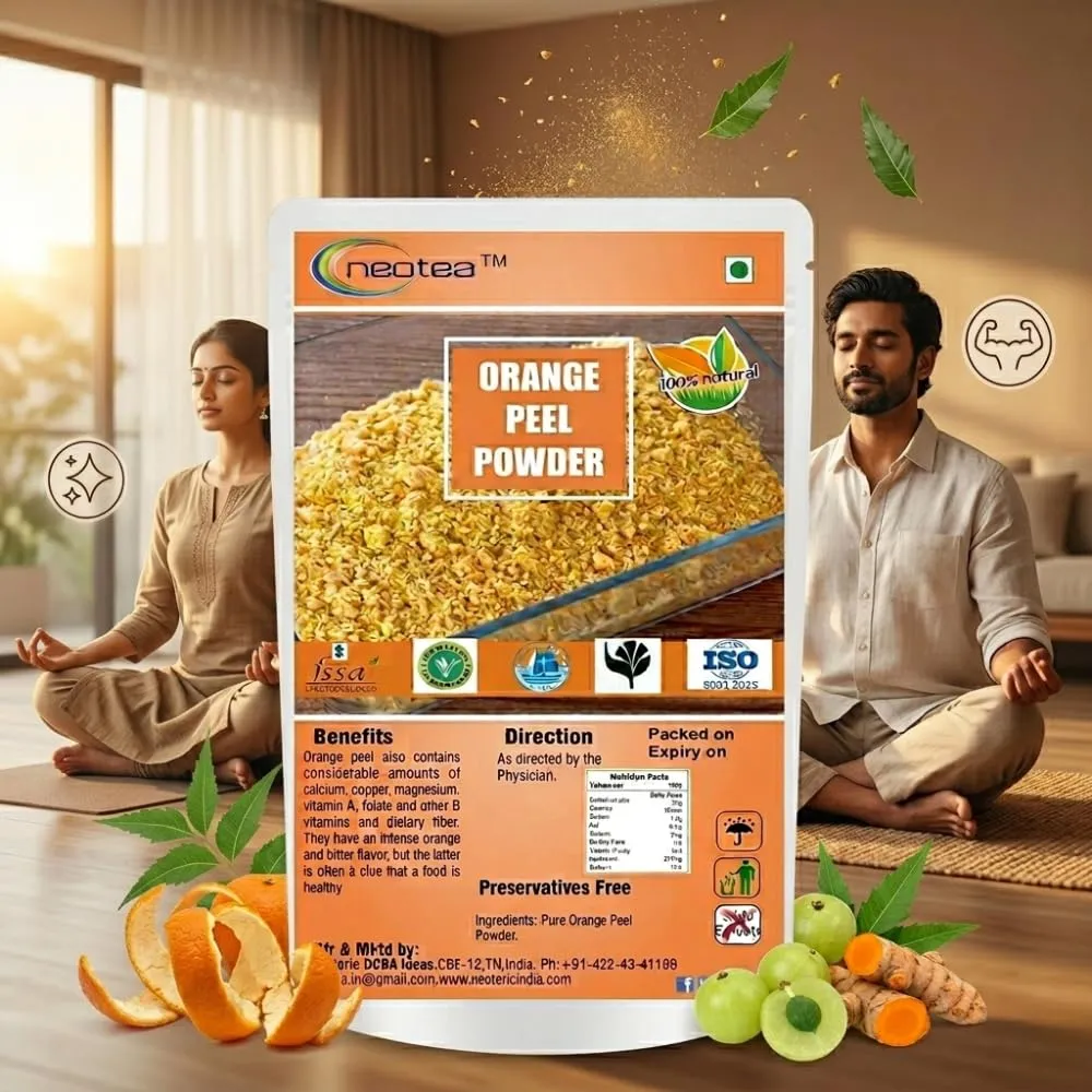 Orange Peel Powder for Face Pack & DIY Skincare, Finely Ground Dried Orange Peel, Natural Citrus Botanical Powder for Homemade Scrubs, Face Packs & Personal Care, 100% Natural Ingredient