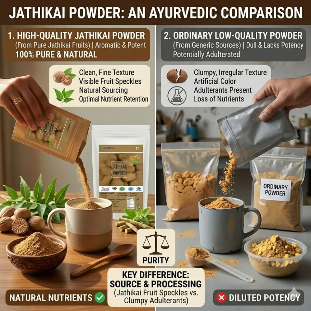 Nutmeg Powder | Ground Jaiphal | Farm Fresh & Organically Grown Jathikka | Pure & Natural Jathikai Powder | Premium Grade Quality | Zero Added Colors, Fillers, Additives, or Preservatives | Freshly Packed