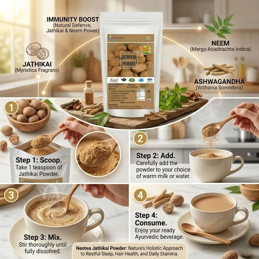 Nutmeg Powder | Ground Jaiphal | Farm Fresh & Organically Grown Jathikka | Pure & Natural Jathikai Powder | Premium Grade Quality | Zero Added Colors, Fillers, Additives, or Preservatives | Freshly Packed