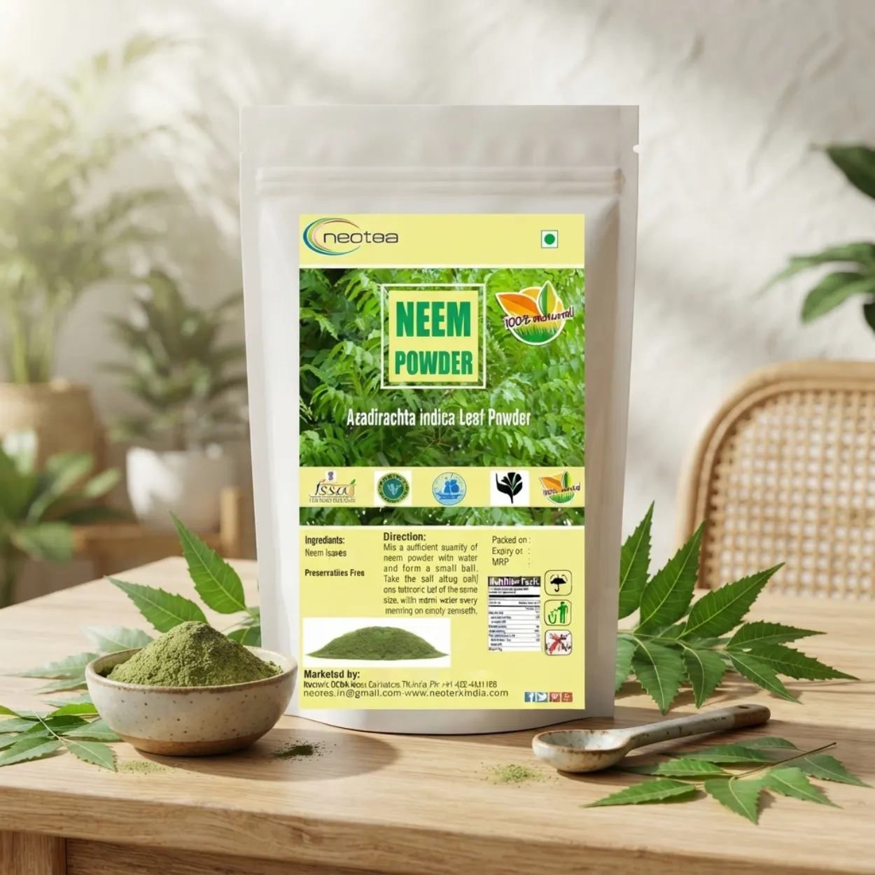 Neem Leaf Powder 100% Natural & Pure Neem Patta Powder, Herbal Ayurvedic Wellness Powder, Traditionally Used Neem Leaves, For Daily Wellness & Personal Care