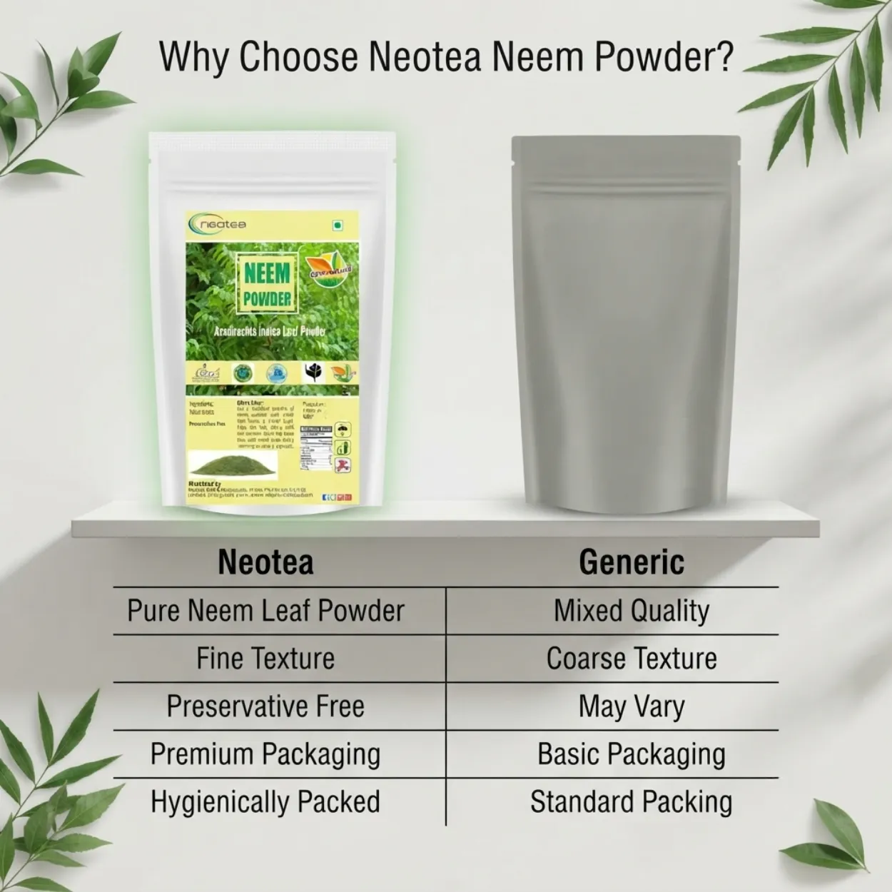 Neem Leaf Powder 100% Natural & Pure Neem Patta Powder, Herbal Ayurvedic Wellness Powder, Traditionally Used Neem Leaves, For Daily Wellness & Personal Care