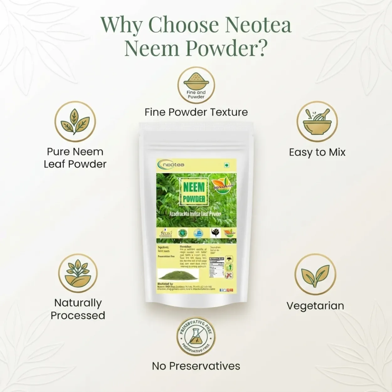 Neem Leaf Powder 100% Natural & Pure Neem Patta Powder, Herbal Ayurvedic Wellness Powder, Traditionally Used Neem Leaves, For Daily Wellness & Personal Care