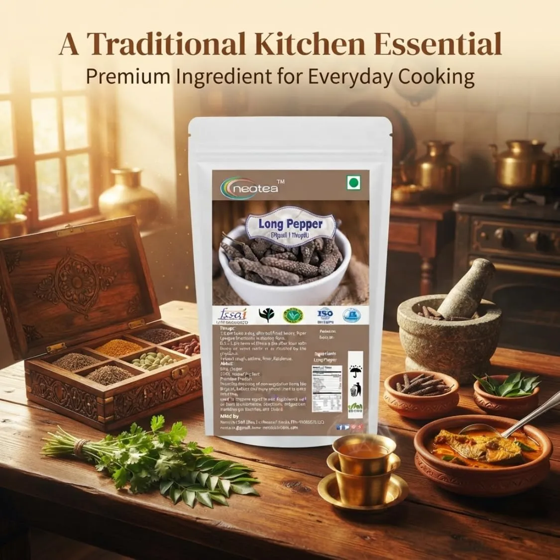 Long Pepper (Pippali) Whole Raw Herbal Spice | Dried Piper Longum Fruit | Traditional Indian Herb for Culinary Use | Naturally Sourced, Carefully Dried & Packed
