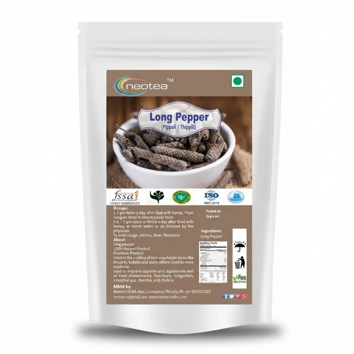 Long Pepper (Pippali) Whole Raw Herbal Spice | Dried Piper Longum Fruit | Traditional Indian Herb for Culinary Use | Naturally Sourced, Carefully Dried & Packed