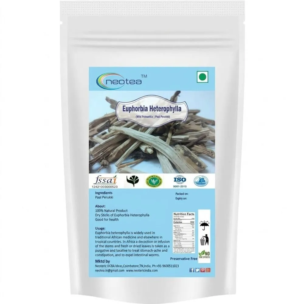 Paal Perukki (Wild Poinsettia/Euphorbia Heterophylla), – Natural Herbal Powder for Digestive Health, Detox, and Wellness – Pure, Dried Wild Poinsettia for Ayurvedic Use and Medicinal Remedies