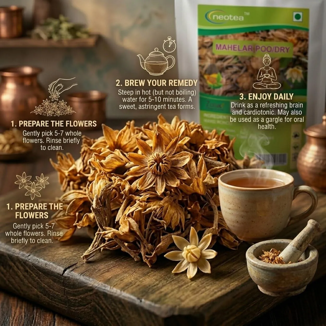 Dried Magilam Poo (Maul Sari) Flower | Spanish Cherry Flower ,100% Pure & Natural, Ayurvedic Herb for Wellness, Skin Health, Detox, and Culinary Uses