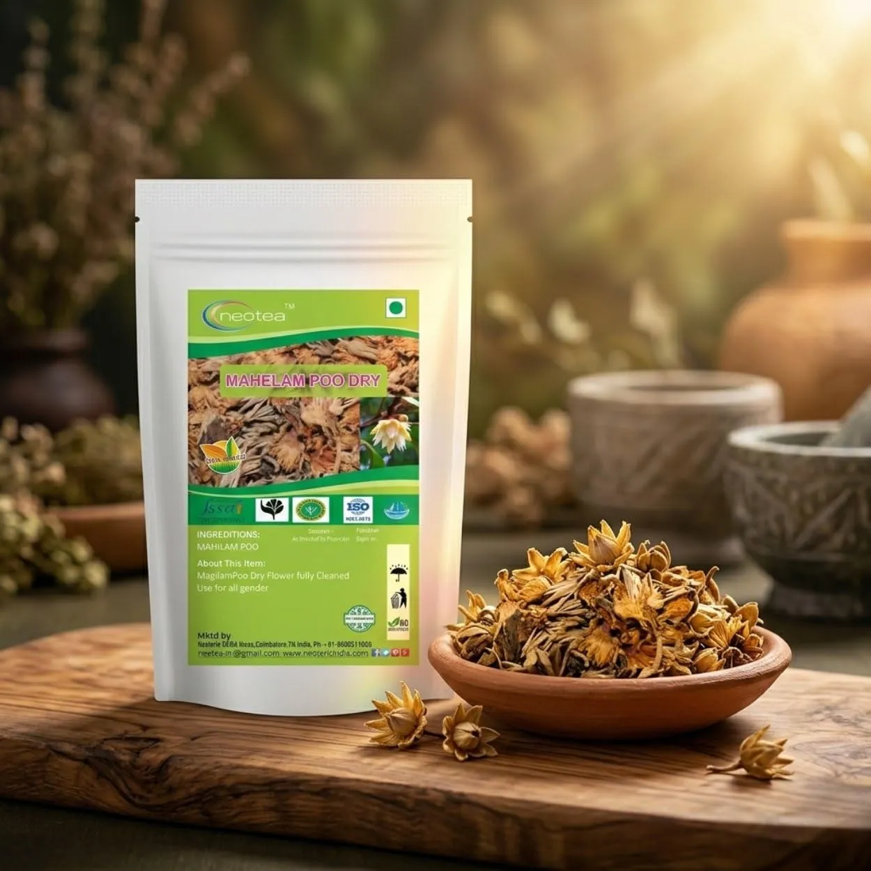 Dried Magilam Poo (Maul Sari) Flower | Spanish Cherry Flower ,100% Pure & Natural, Ayurvedic Herb for Wellness, Skin Health, Detox, and Culinary Uses