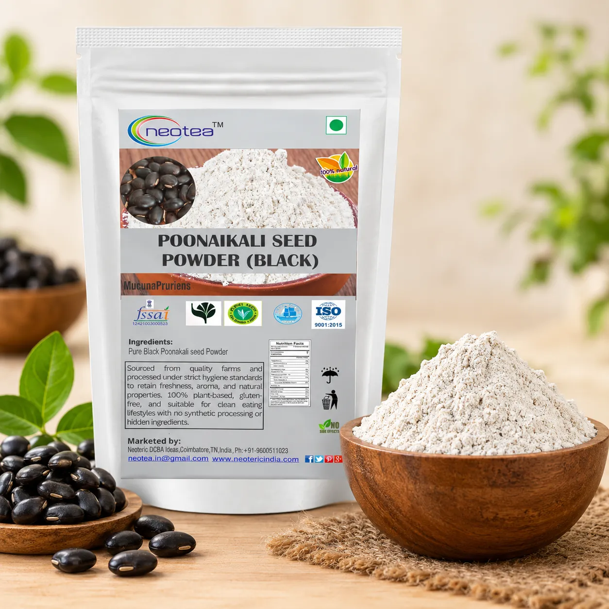 Black Poonaikali Seed Powder, Pure Poonaikali Seeds Powder, Finely Ground Natural Herbal Powder, Traditional Indian Ingredient, Easy to Use