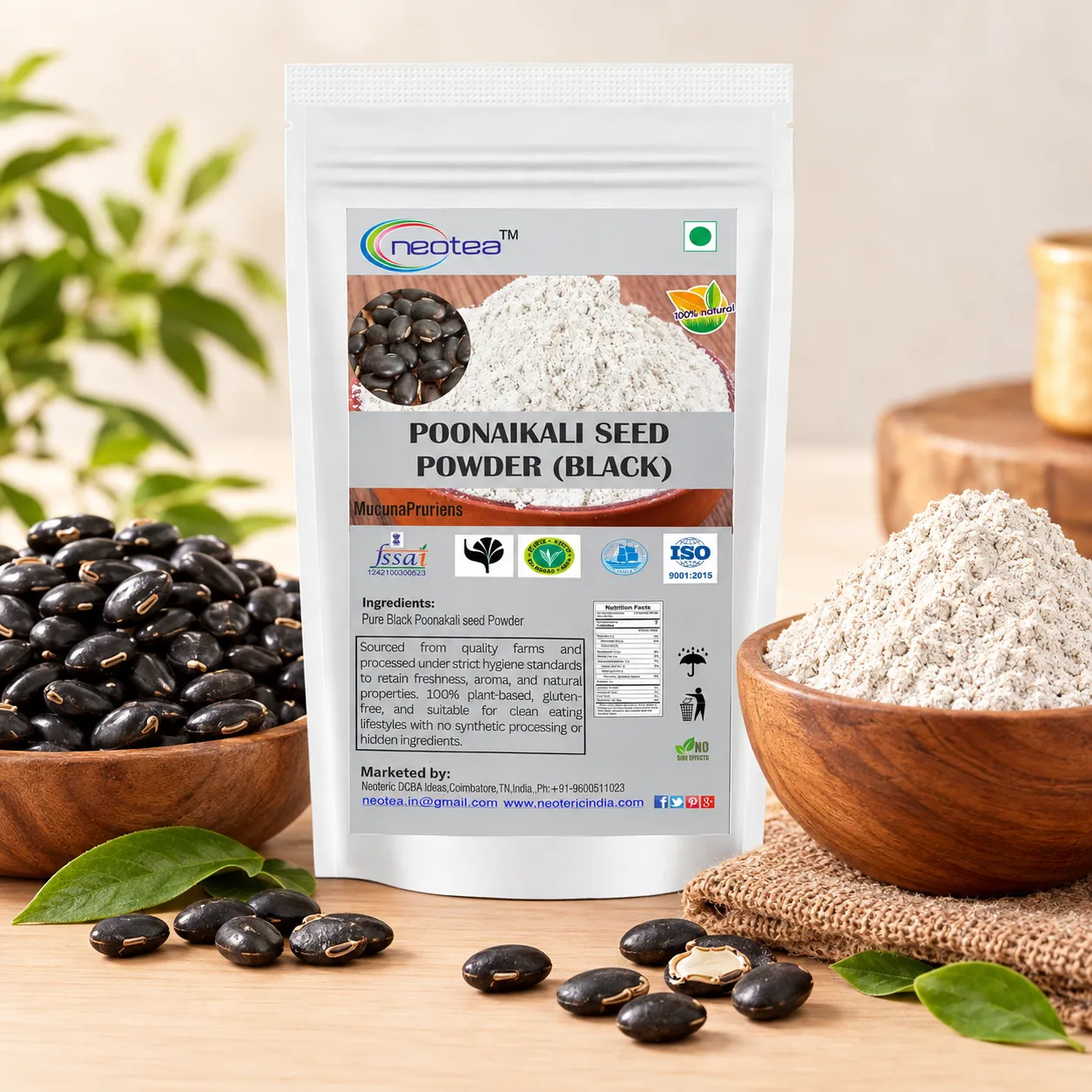 Black Poonaikali Seed Powder, Pure Poonaikali Seeds Powder, Finely Ground Natural Herbal Powder, Traditional Indian Ingredient, Easy to Use