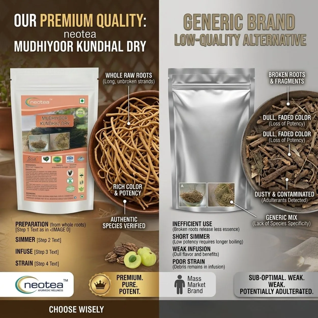 Muthiyar Koonthal Raw Herbal | Natural Whole Muthiyar Koonthal Herb | Traditionally Used Herbal Ingredient | Carefully Selected & Hygienically Packed | Natural Botanical Product