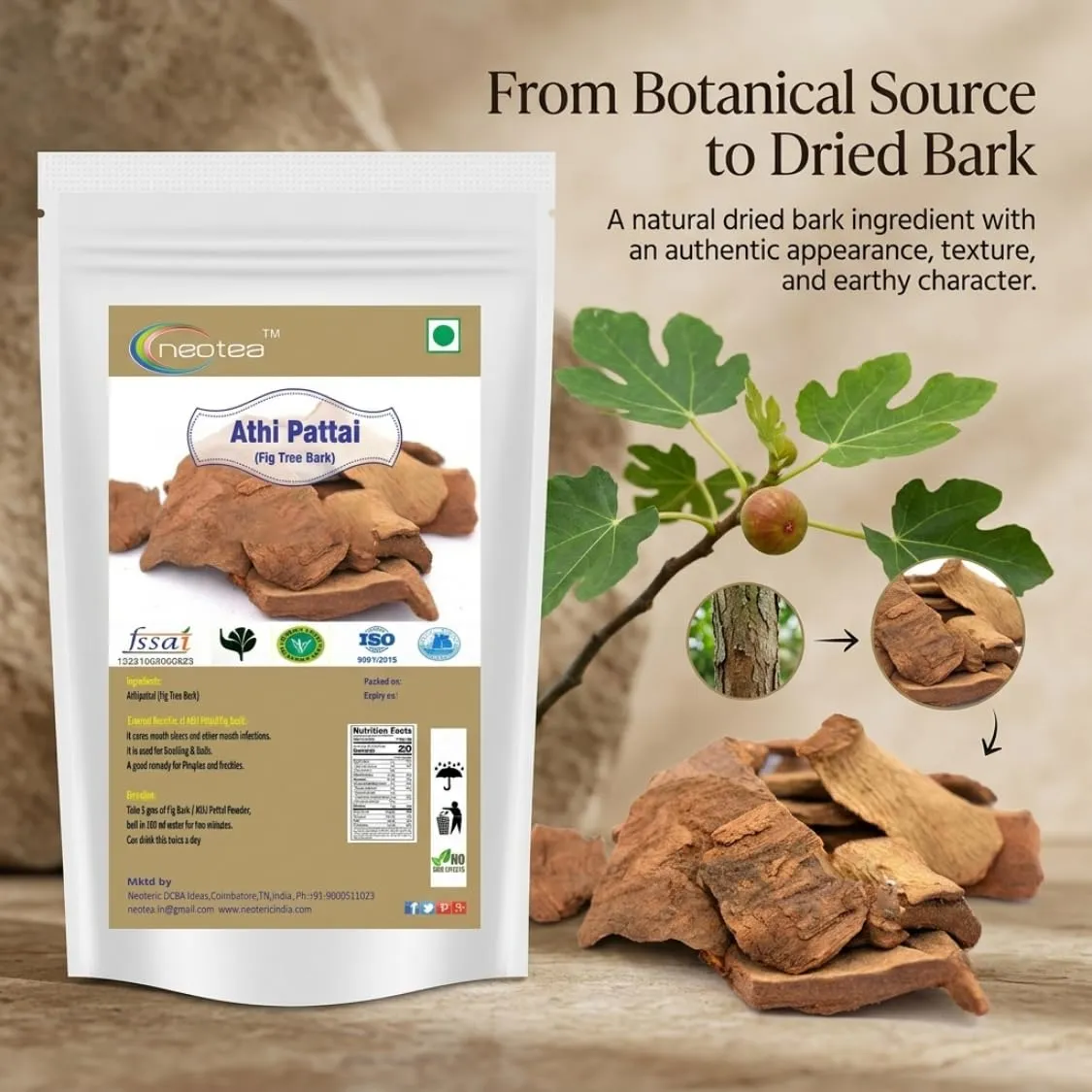 Fig Tree Bark Raw Whole Bark | Ficus Species Natural Dried Bark | Traditional Herbal Ingredient for Home Preparation | Carefully Selected & Naturally Dried