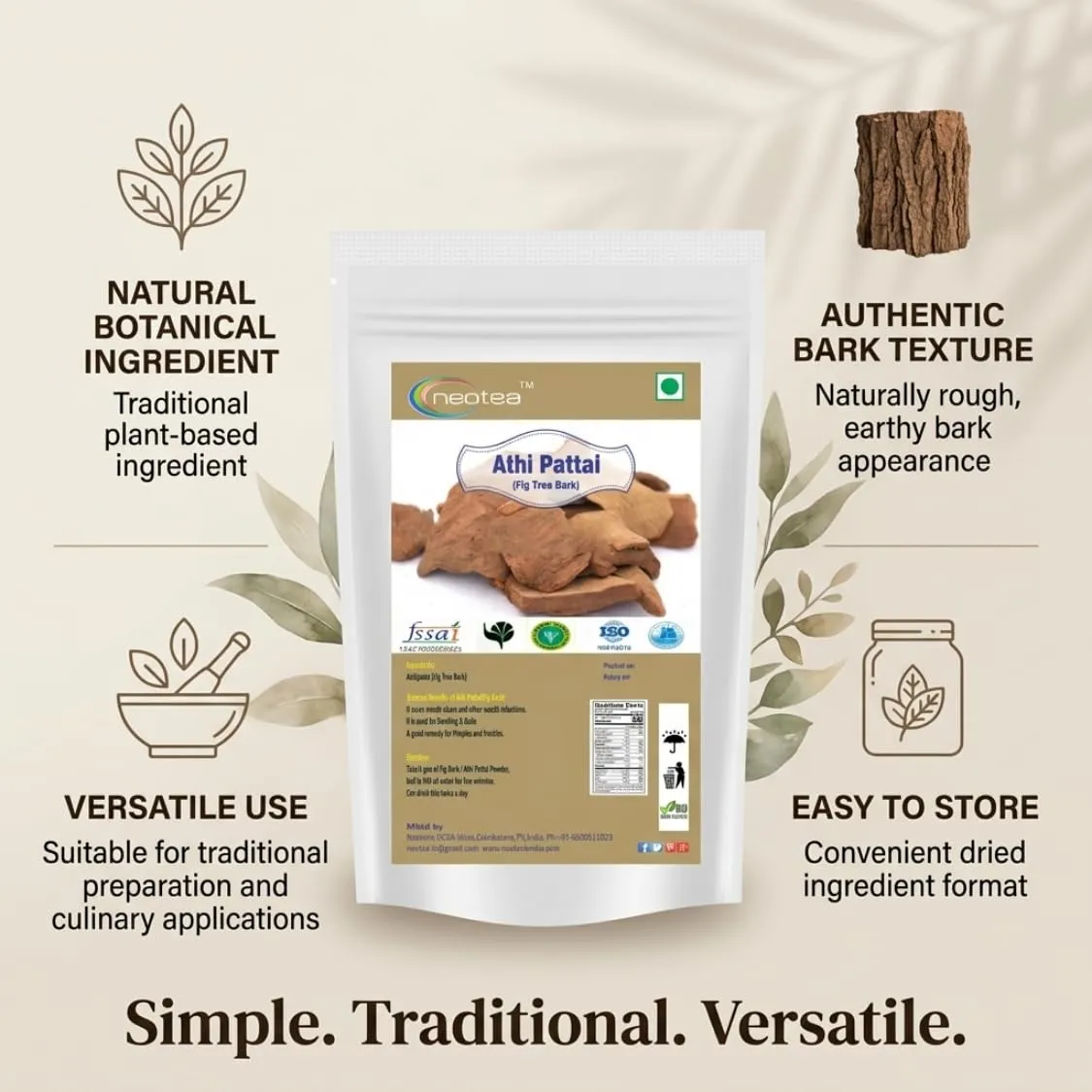 Fig Tree Bark Raw Whole Bark | Ficus Species Natural Dried Bark | Traditional Herbal Ingredient for Home Preparation | Carefully Selected & Naturally Dried