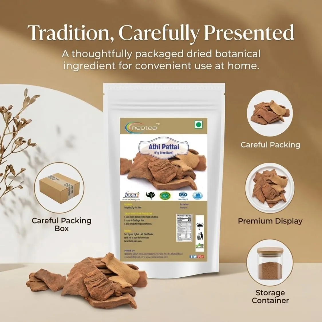 Fig Tree Bark Raw Whole Bark | Ficus Species Natural Dried Bark | Traditional Herbal Ingredient for Home Preparation | Carefully Selected & Naturally Dried