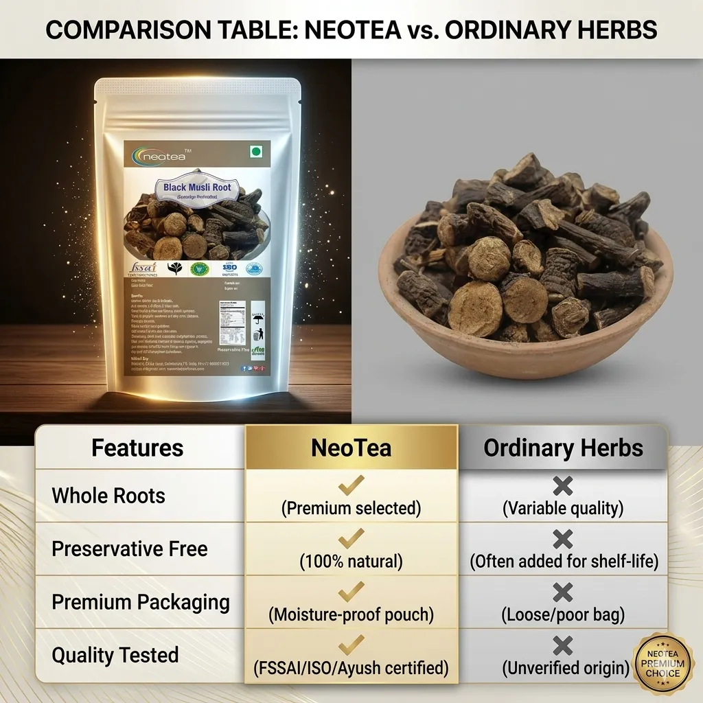 Black Musli Root | Kali Musli Whole Dried Root | 100% Natural Herbal Ingredient | Traditionally Used Botanical Root | Carefully Cleaned & Packed | Premium Quality