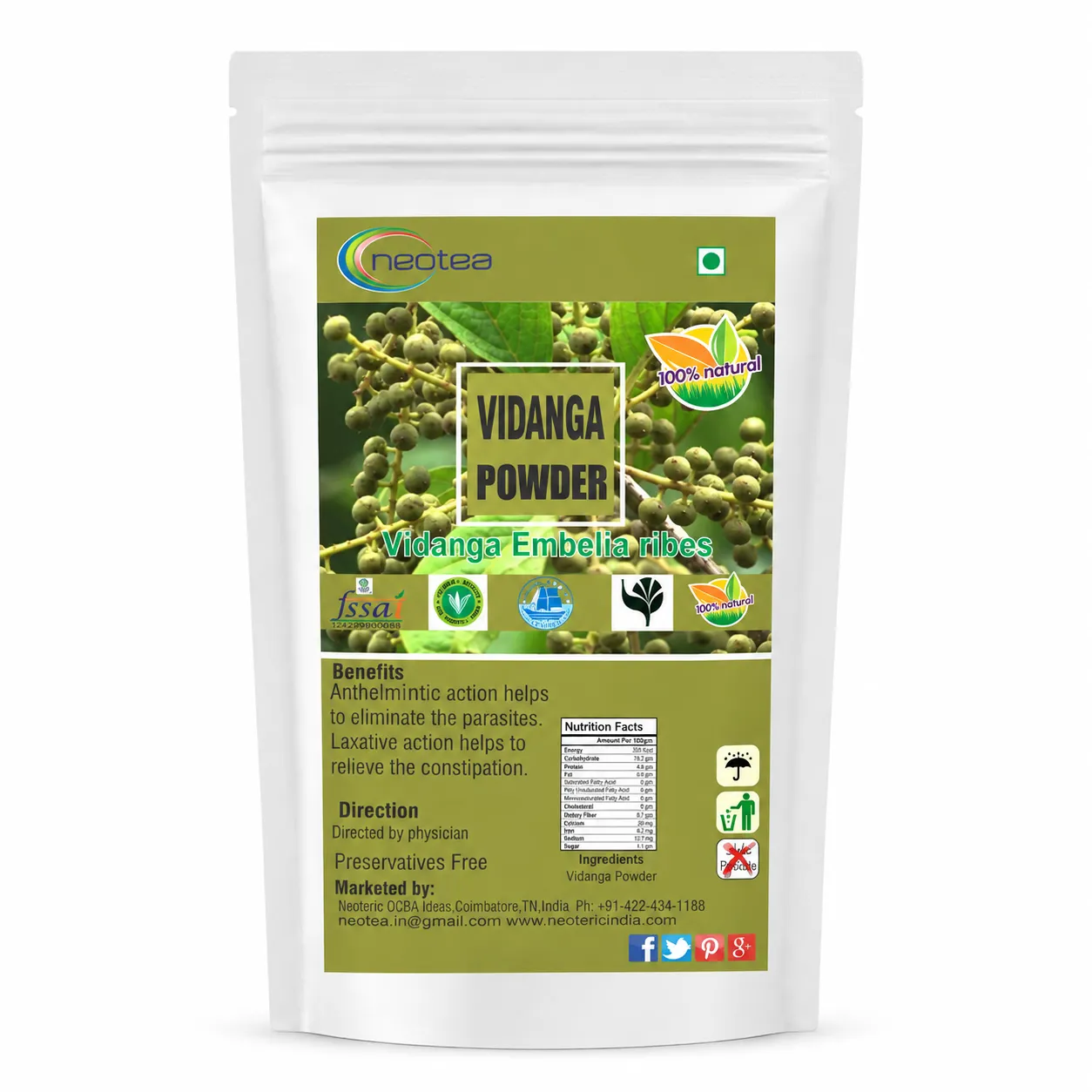Vaayvidangam Powder | Embelia Ribes Herbal Powder | Natural Ayurvedic Ingredient | Traditionally Used Herb | Fine Ground Herbal Powder for Everyday Wellness | 100% Natural