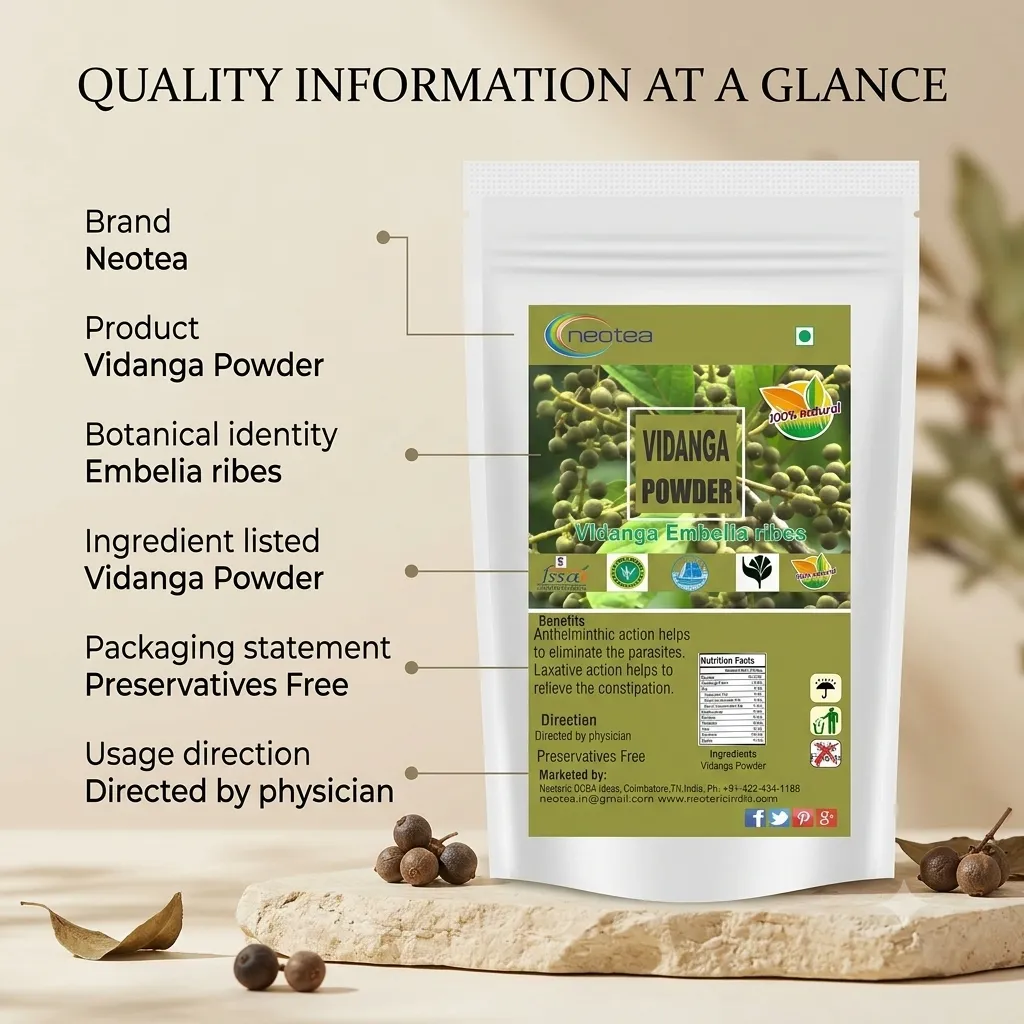 Vaayvidangam Powder | Embelia Ribes Herbal Powder | Natural Ayurvedic Ingredient | Traditionally Used Herb | Fine Ground Herbal Powder for Everyday Wellness | 100% Natural