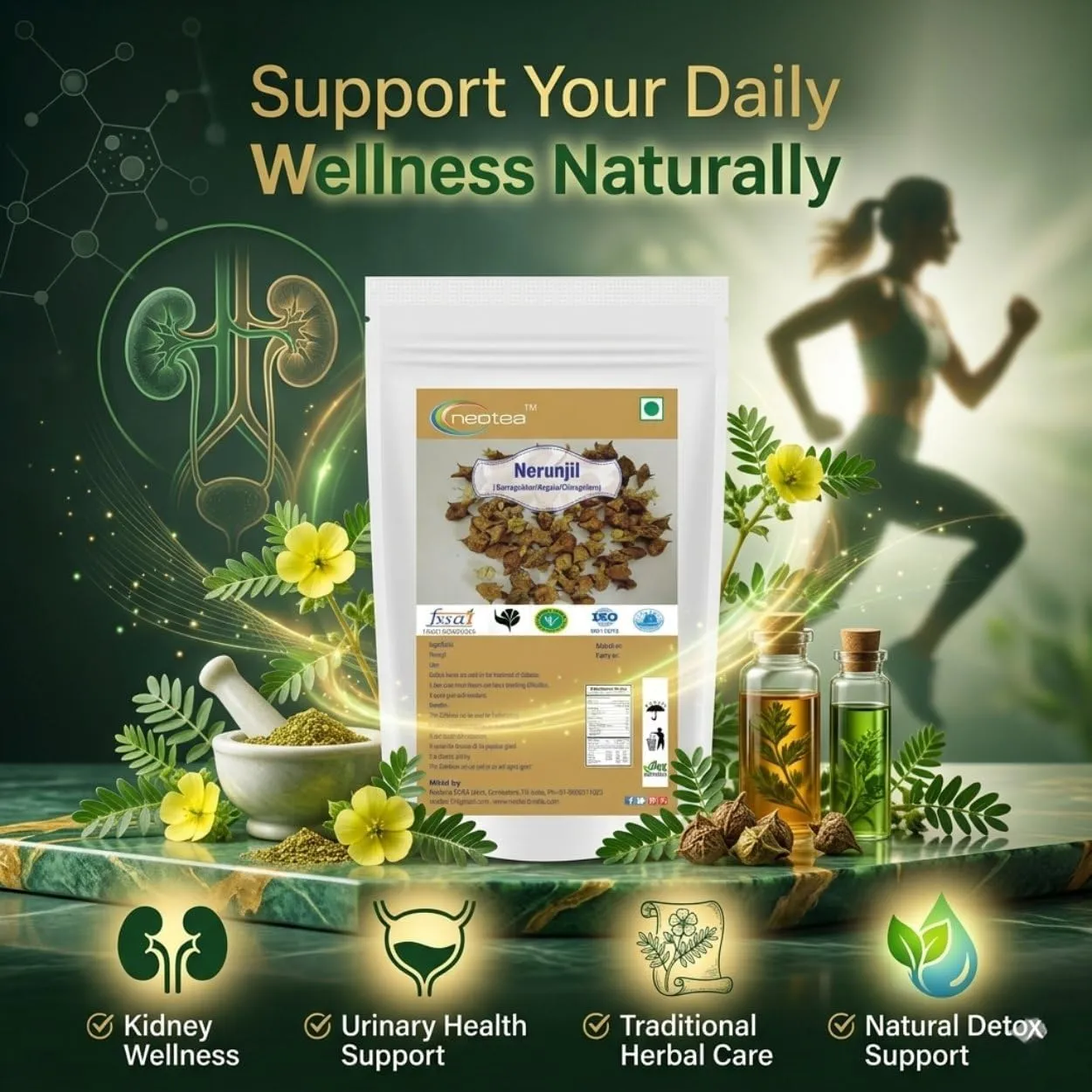 Nerunjil Whole Herb | 100% Natural Dried Nerunjil Plant | Traditional Indian Herbal Ingredient | Carefully Selected & Naturally Dried Raw Herb | For Traditional Preparations