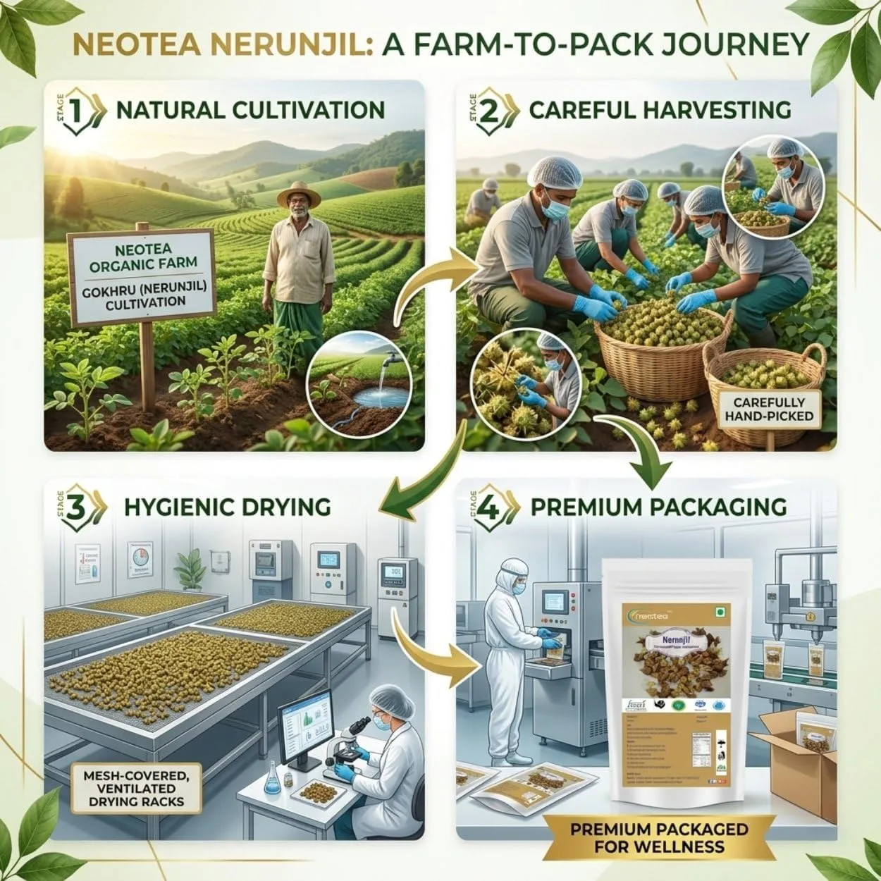 Nerunjil Whole Herb | 100% Natural Dried Nerunjil Plant | Traditional Indian Herbal Ingredient | Carefully Selected & Naturally Dried Raw Herb | For Traditional Preparations
