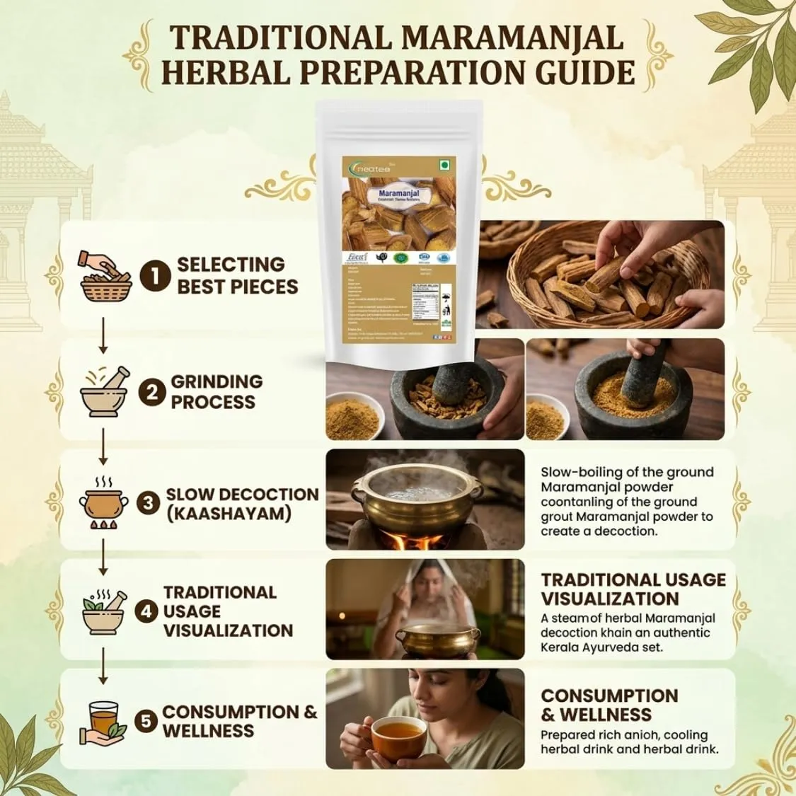 Maramanjal Raw Herbal Whole Dried Herb | Natural Maramanjal Herb Pieces | Traditionally Used Botanical Ingredient | Carefully Cleaned & Packed | For Traditional Herbal Preparations