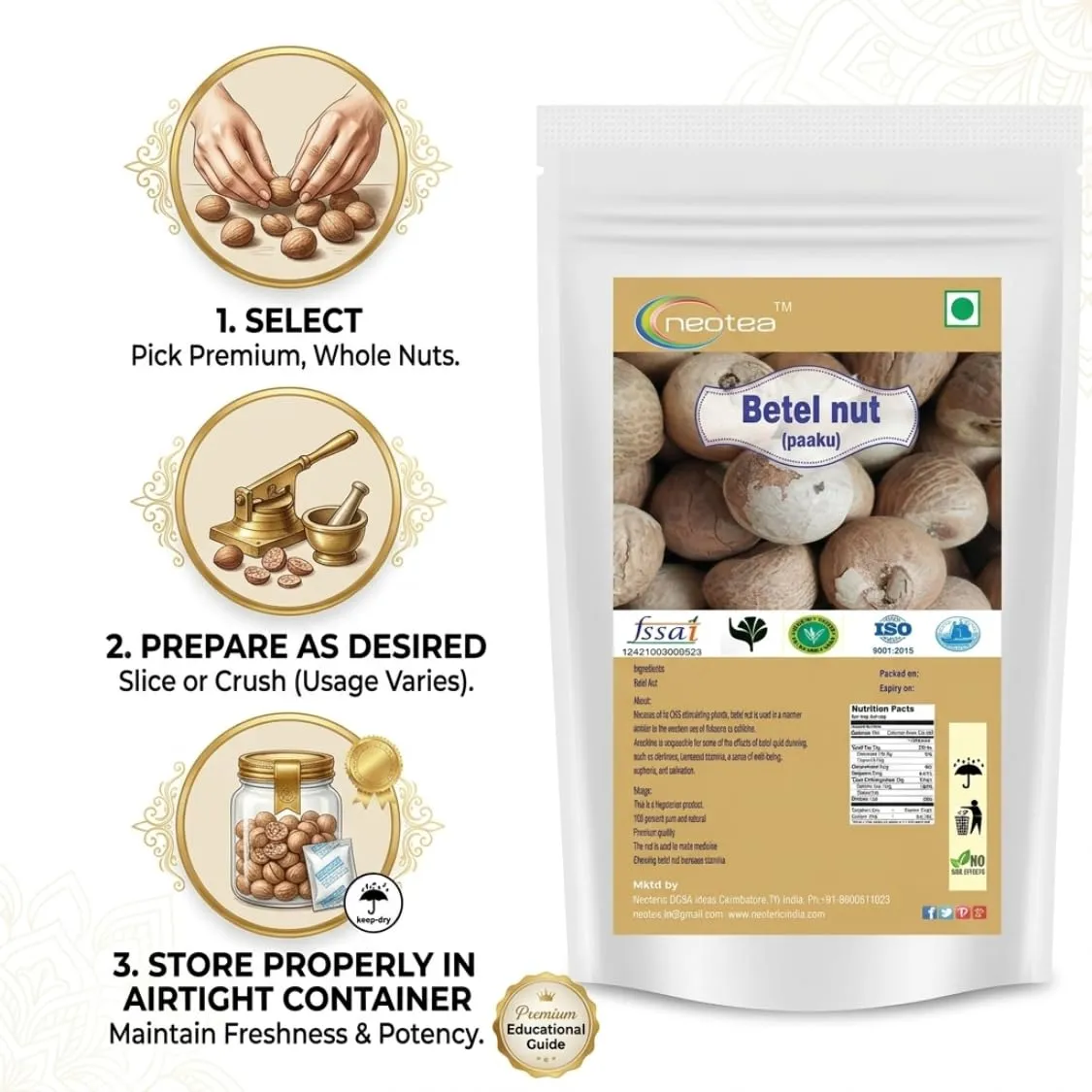 Pakku Areca Nut | Natural Dried Betel Nut Pieces | Traditional Indian Areca Nut for Paan & Cultural Preparations | Carefully Selected, Clean & Hygienically Packed | Premium Quality