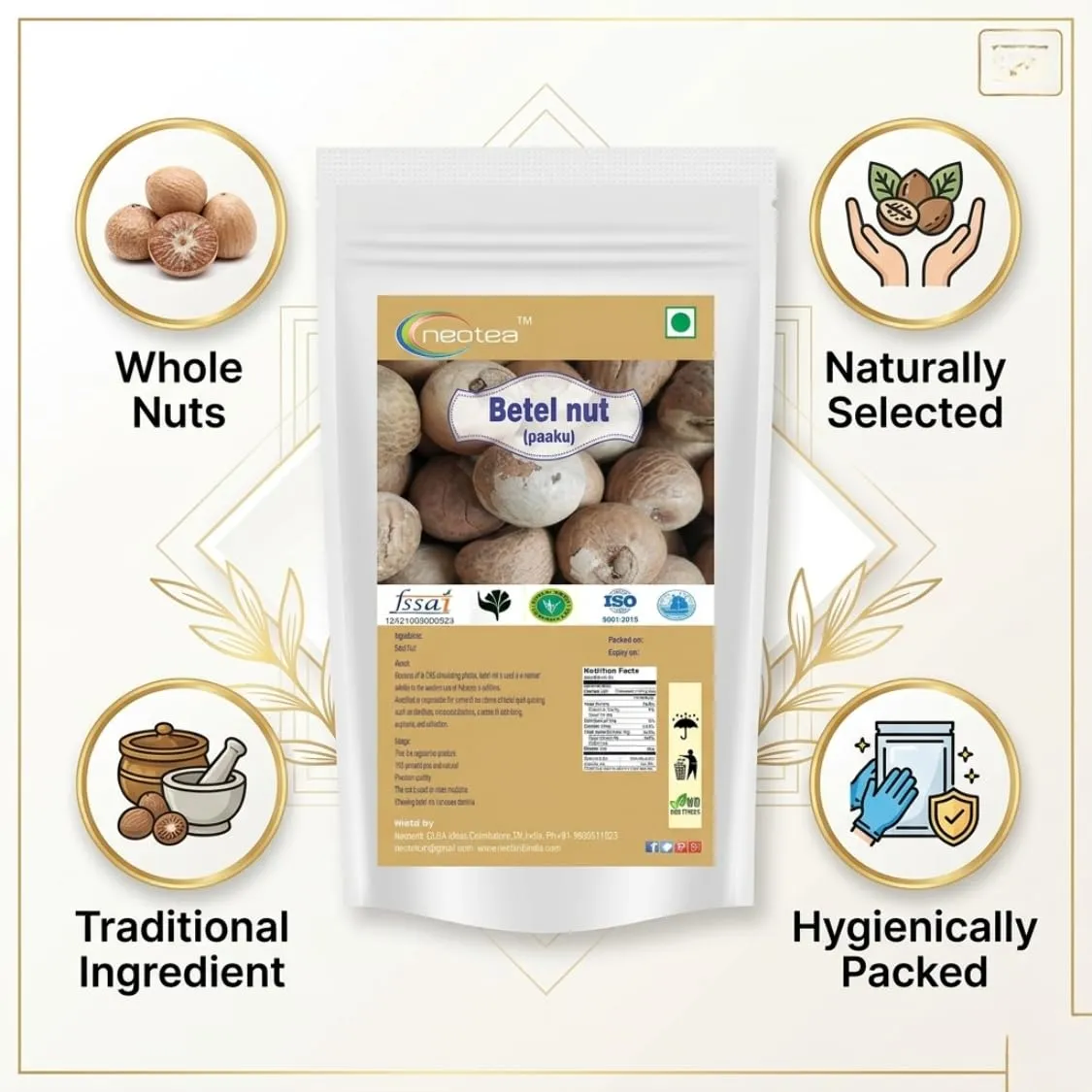 Pakku Areca Nut | Natural Dried Betel Nut Pieces | Traditional Indian Areca Nut for Paan & Cultural Preparations | Carefully Selected, Clean & Hygienically Packed | Premium Quality