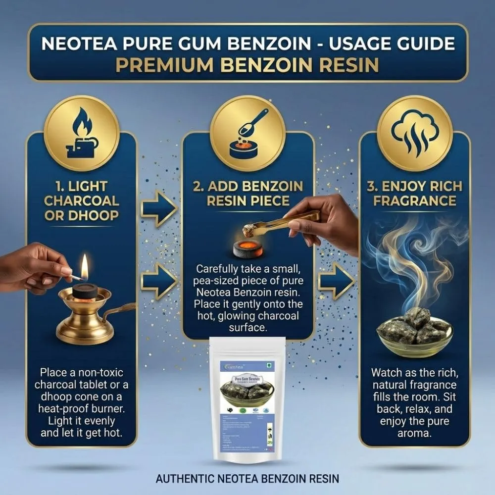 Pure Gum Benzoin Resin | Natural Benzoin Gum / Sambrani Resin | Aromatic Herbal Resin for Traditional Incense, Pooja, Meditation & Home Fragrance | Premium Quality, Carefully Packed