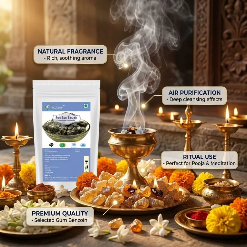 Pure Gum Benzoin Resin | Natural Benzoin Gum / Sambrani Resin | Aromatic Herbal Resin for Traditional Incense, Pooja, Meditation & Home Fragrance | Premium Quality, Carefully Packed