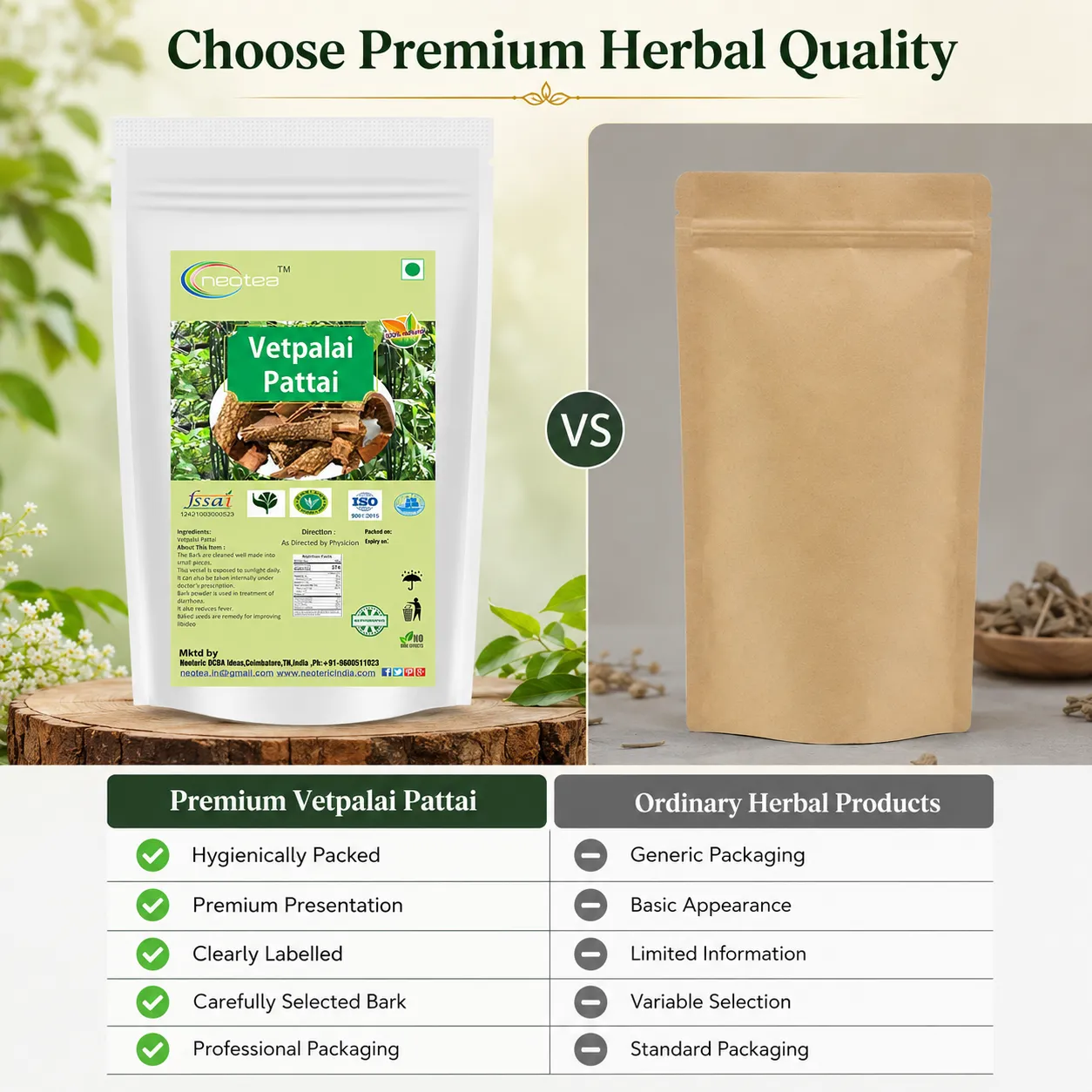 Vetppalai Pattai | Pure and Natural Bark | Wrightia Tinctoria Bark | Natural Herbal Bark | Traditional Indian Botanical Ingredient | Carefully Selected, Cleaned & Hygienically Packed |100% Natural