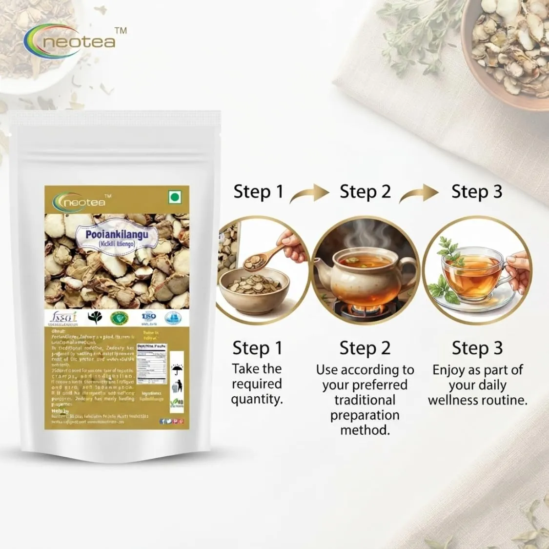 Poolankilangu Raw Herbal Root | Dried Poolankilangu Whole Herb | Traditional Herbal Ingredient for Everyday Use | Naturally Dried & Carefully Packed | Unprocessed Raw Herb