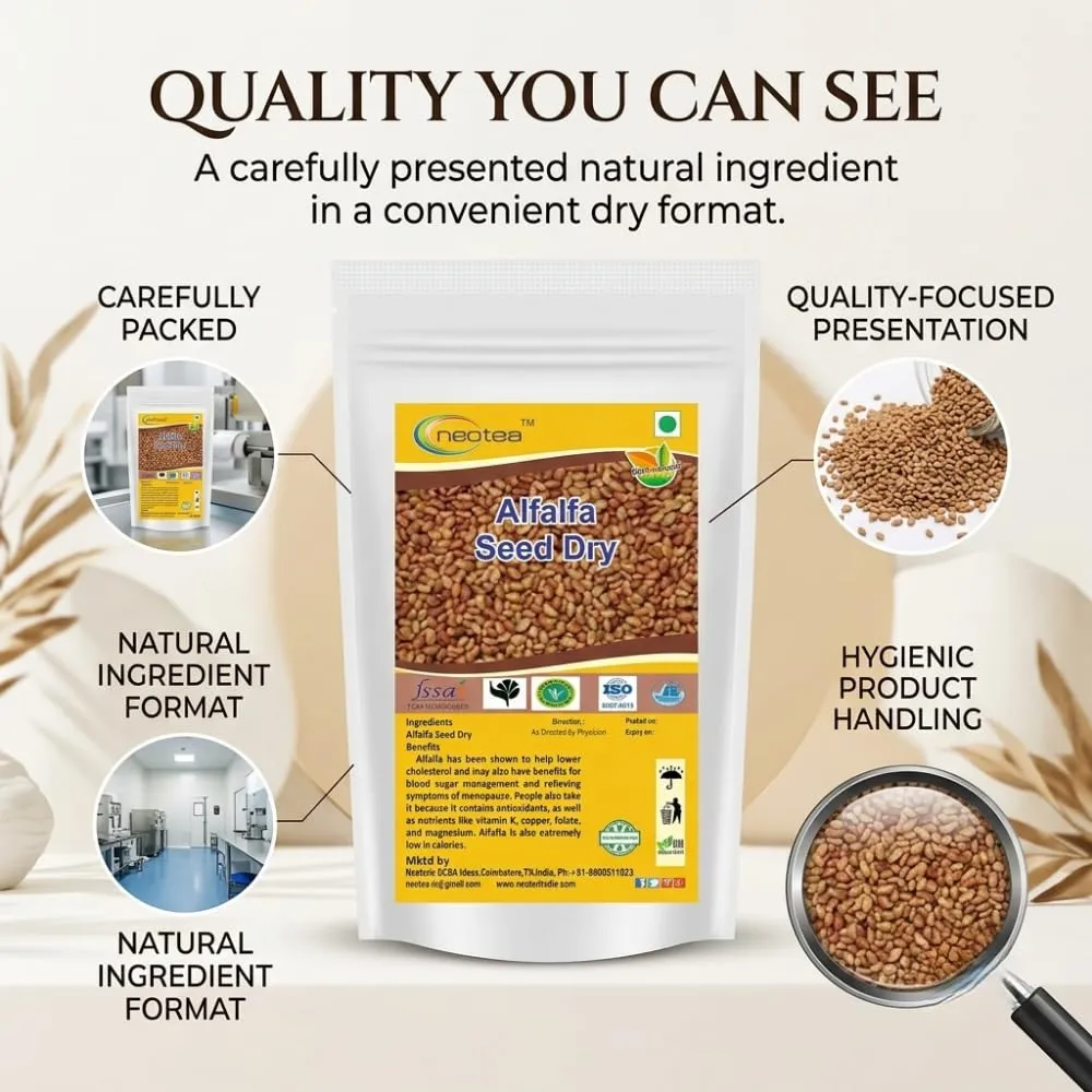 Alfalfa Seeds | 100% Pure & Natural | High Germination | Non-GMO | Sprouting, Microgreens & Salad Seeds | Rich in Protein & Fiber | Chemical-Free