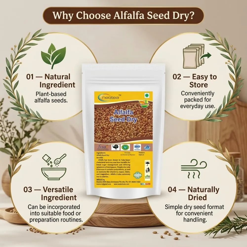 Alfalfa Seeds | 100% Pure & Natural | High Germination | Non-GMO | Sprouting, Microgreens & Salad Seeds | Rich in Protein & Fiber | Chemical-Free