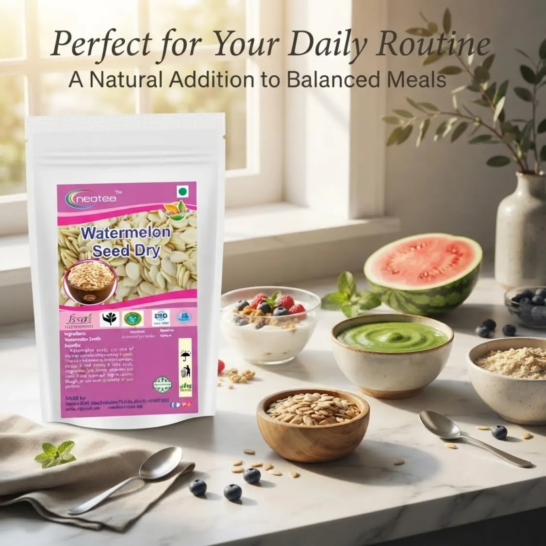 Watermelon Seeds Raw Herbal Whole Seeds, Natural Dried Watermelon Seed, Unroasted & Unprocessed Seeds for Everyday Cooking, Snacking and Traditional Food Preparation, 100% Natural