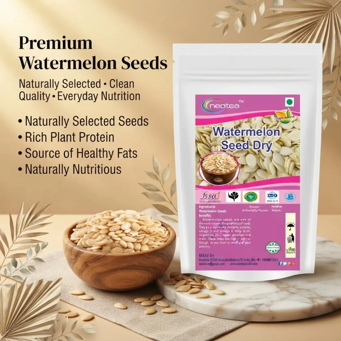 Watermelon Seeds Raw Herbal Whole Seeds, Natural Dried Watermelon Seed, Unroasted & Unprocessed Seeds for Everyday Cooking, Snacking and Traditional Food Preparation, 100% Natural