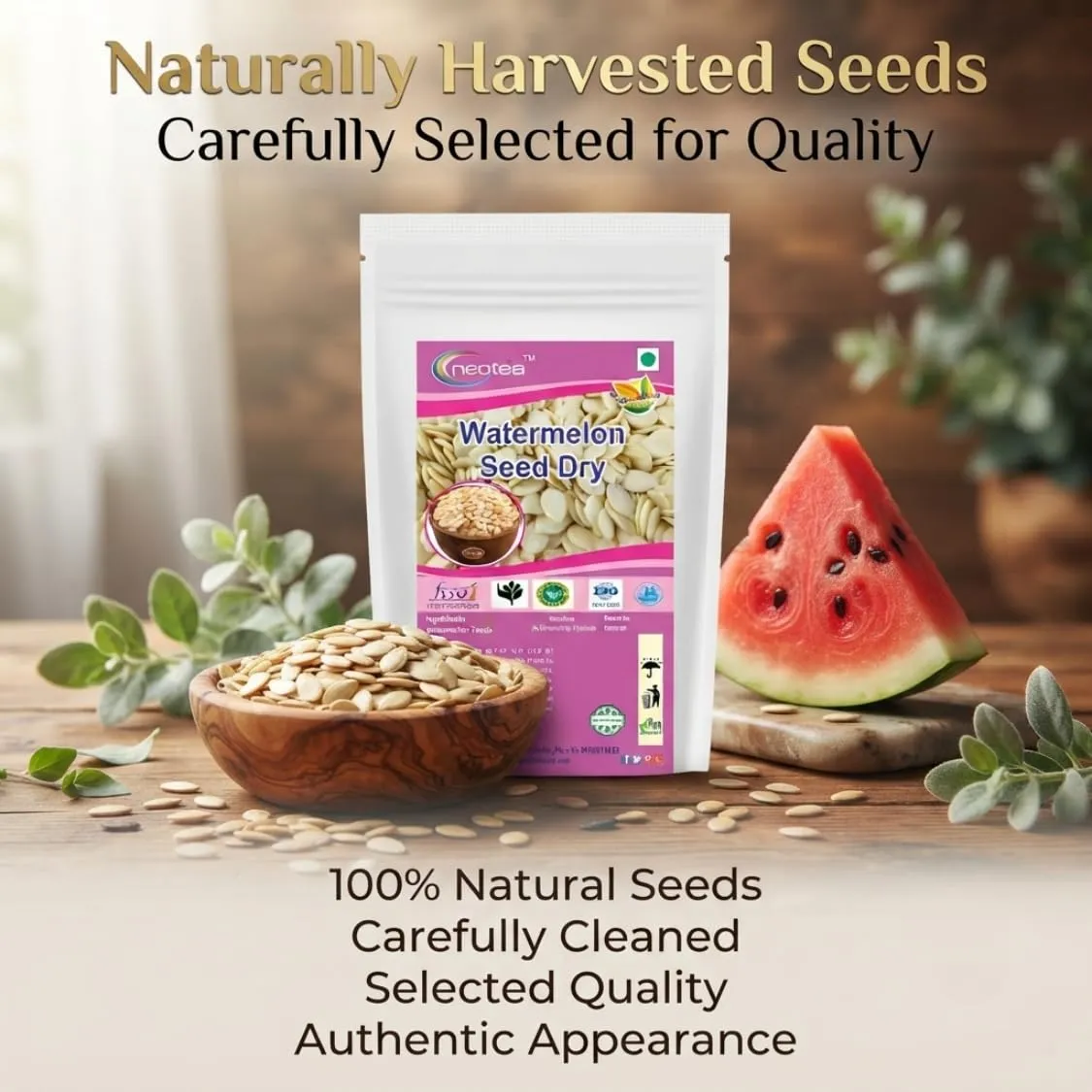 Watermelon Seeds Raw Herbal Whole Seeds, Natural Dried Watermelon Seed, Unroasted & Unprocessed Seeds for Everyday Cooking, Snacking and Traditional Food Preparation, 100% Natural