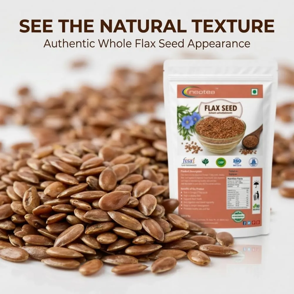 Flax Seeds Whole Raw, Natural Flax Seed for Everyday Cooking, Roasting, Sprouting & Homemade Recipes, Premium Quality Whole Seeds, Unprocessed Herbal Ingredient, 100% Natural