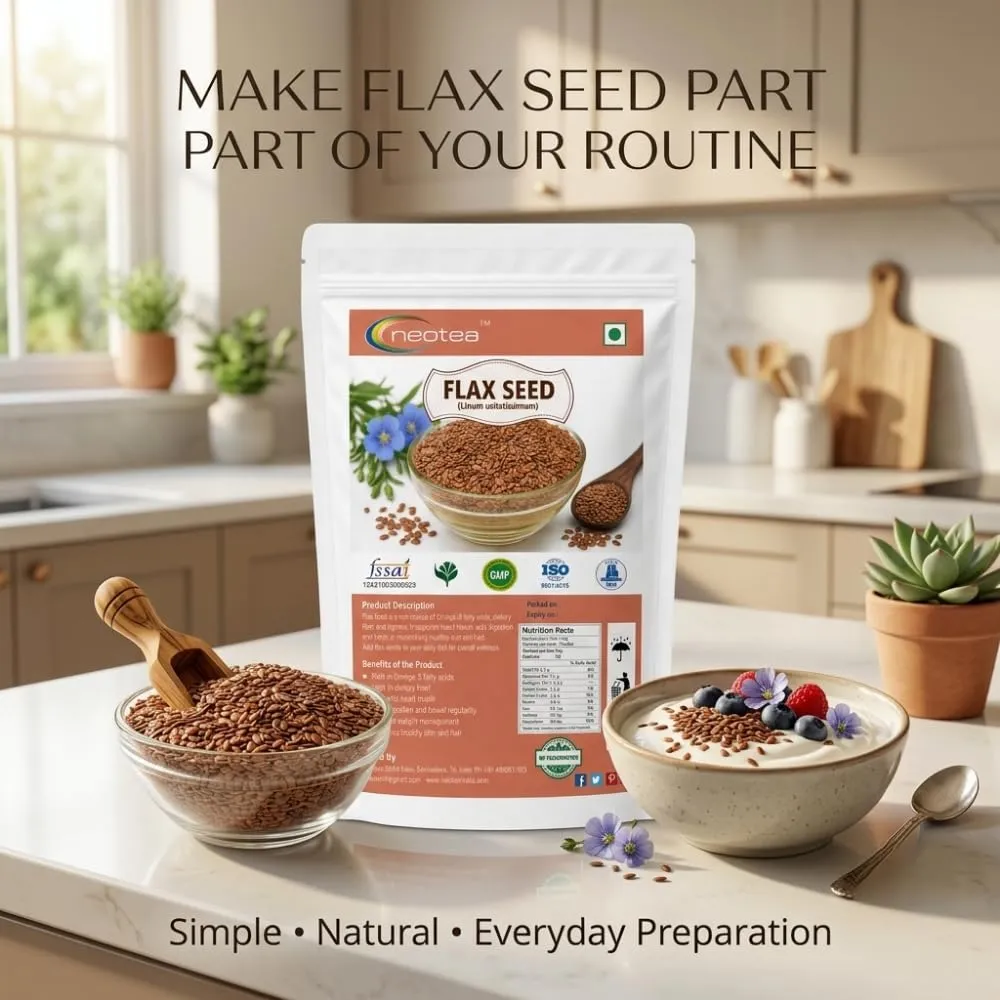 Flax Seeds Whole Raw, Natural Flax Seed for Everyday Cooking, Roasting, Sprouting & Homemade Recipes, Premium Quality Whole Seeds, Unprocessed Herbal Ingredient, 100% Natural