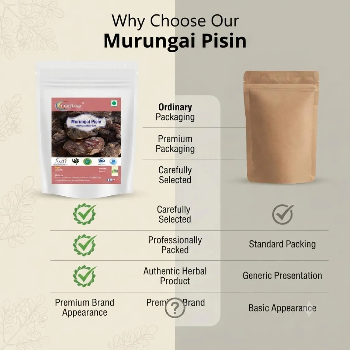 Murungai Pisin (Moringa Gum) Raw Herbal Resin | Natural Murungai Tree Gum | Traditionally Used Herbal Ingredient | Unprocessed Raw Resin | Carefully Collected & Packed