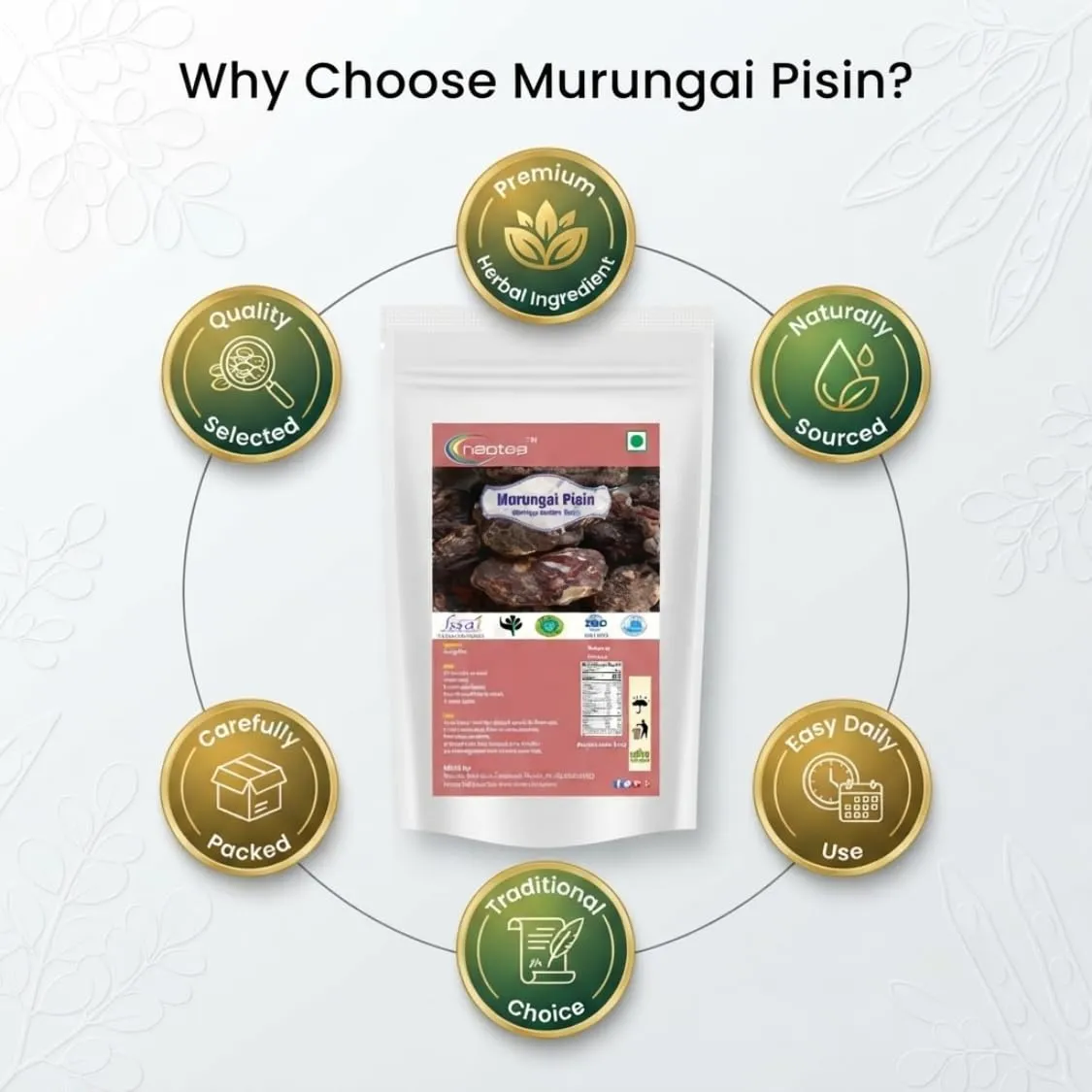 Murungai Pisin (Moringa Gum) Raw Herbal Resin | Natural Murungai Tree Gum | Traditionally Used Herbal Ingredient | Unprocessed Raw Resin | Carefully Collected & Packed