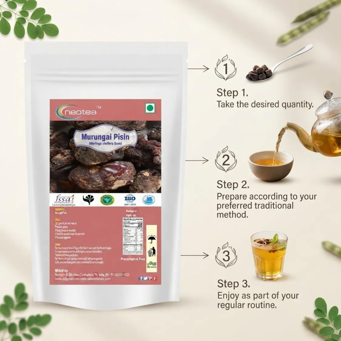Murungai Pisin (Moringa Gum) Raw Herbal Resin | Natural Murungai Tree Gum | Traditionally Used Herbal Ingredient | Unprocessed Raw Resin | Carefully Collected & Packed