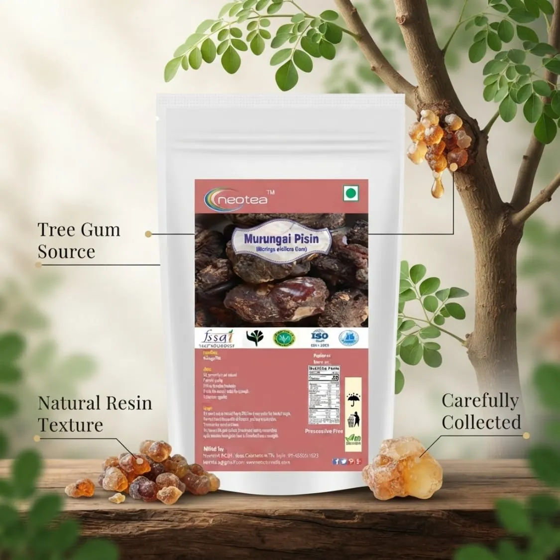 Murungai Pisin (Moringa Gum) Raw Herbal Resin | Natural Murungai Tree Gum | Traditionally Used Herbal Ingredient | Unprocessed Raw Resin | Carefully Collected & Packed