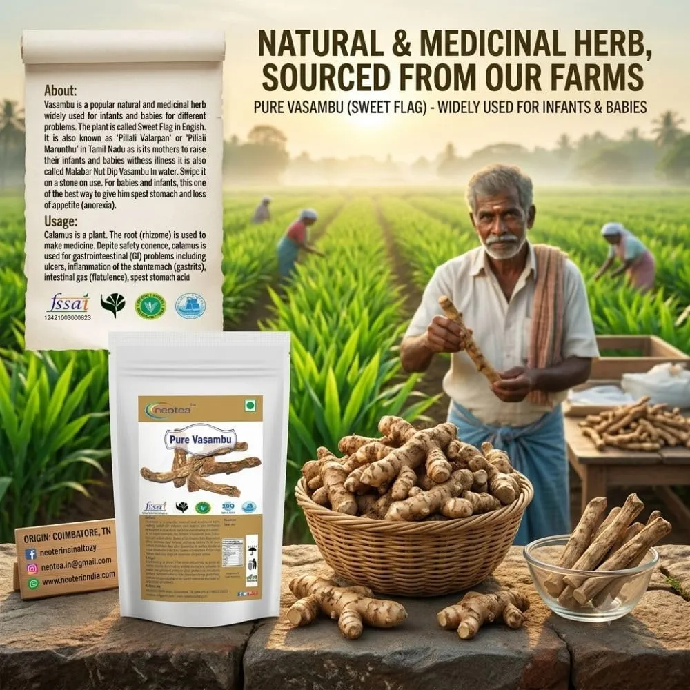 Vasambu Whole Dried Herb | Raw Vasambu Root (Acorus Calamus) | Traditional Herbal Ingredient | Naturally Dried & Carefully Packed | For Traditional Home Use & Herbal Preparations