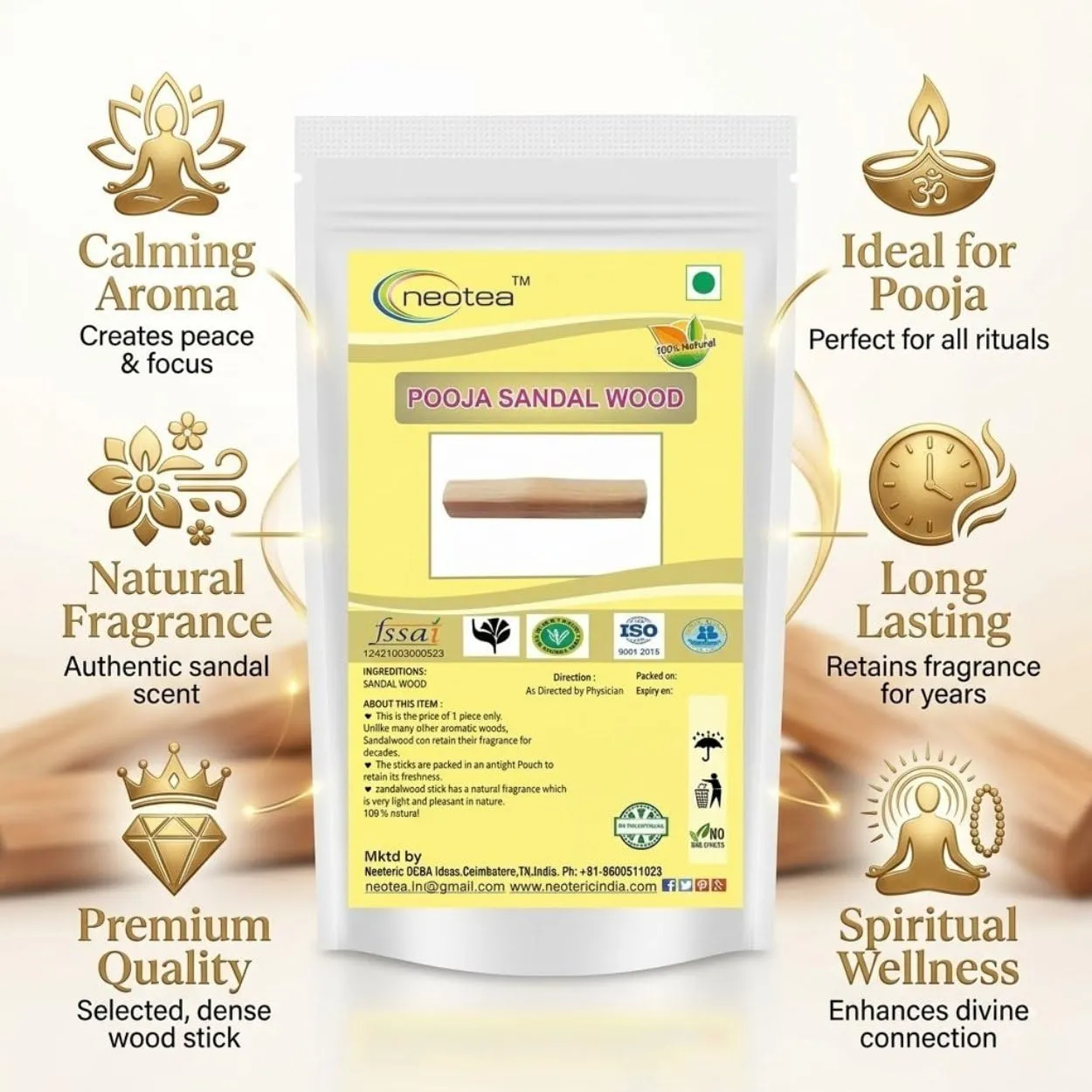 Sandal Wood Raw Herbal | Natural Sandalwood Pieces for Traditional Use, Fragrance, DIY & Personal Care Routines | Carefully Selected Raw Sandal Wood | Premium Quality Herbal Ingredient