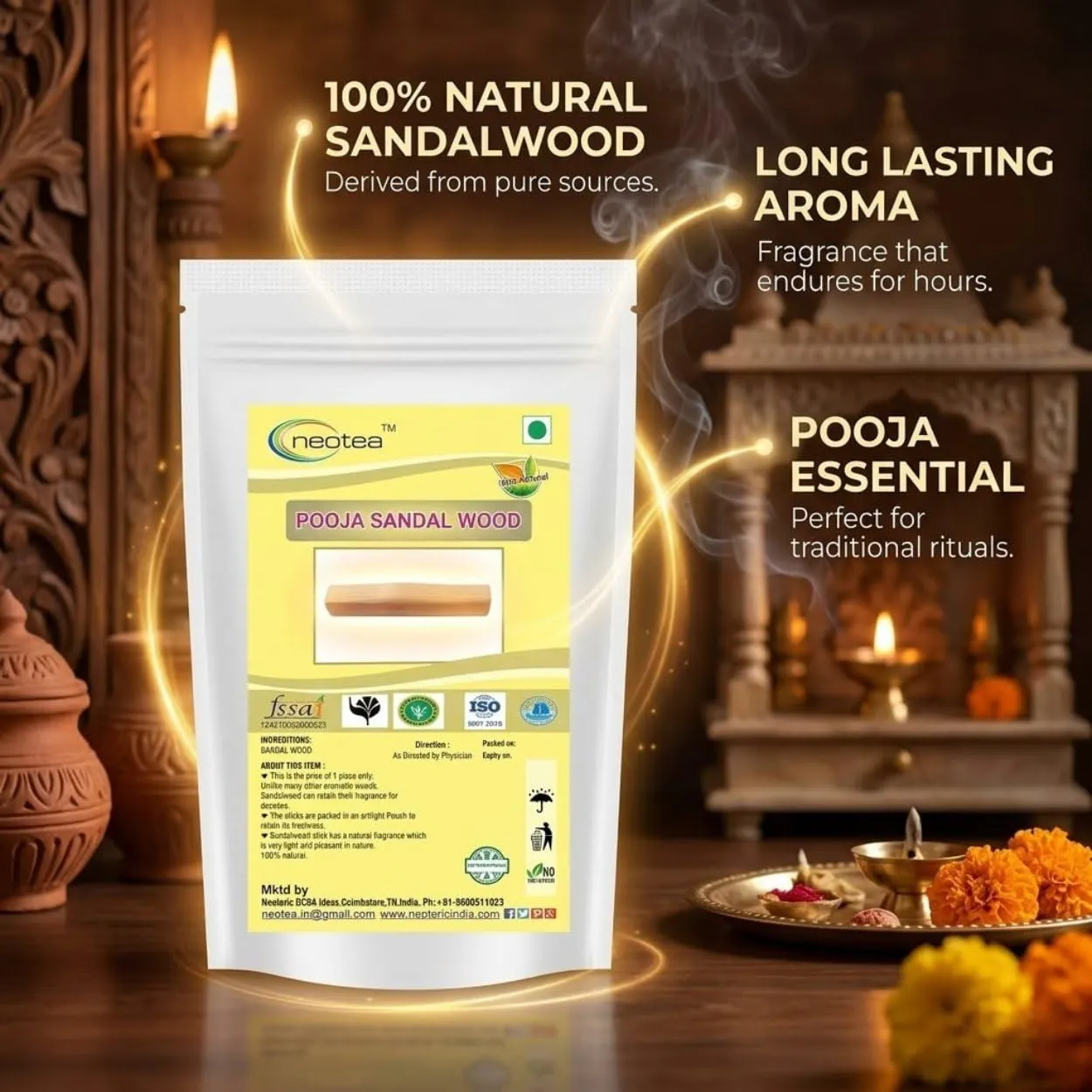 Sandal Wood Raw Herbal | Natural Sandalwood Pieces for Traditional Use, Fragrance, DIY & Personal Care Routines | Carefully Selected Raw Sandal Wood | Premium Quality Herbal Ingredient