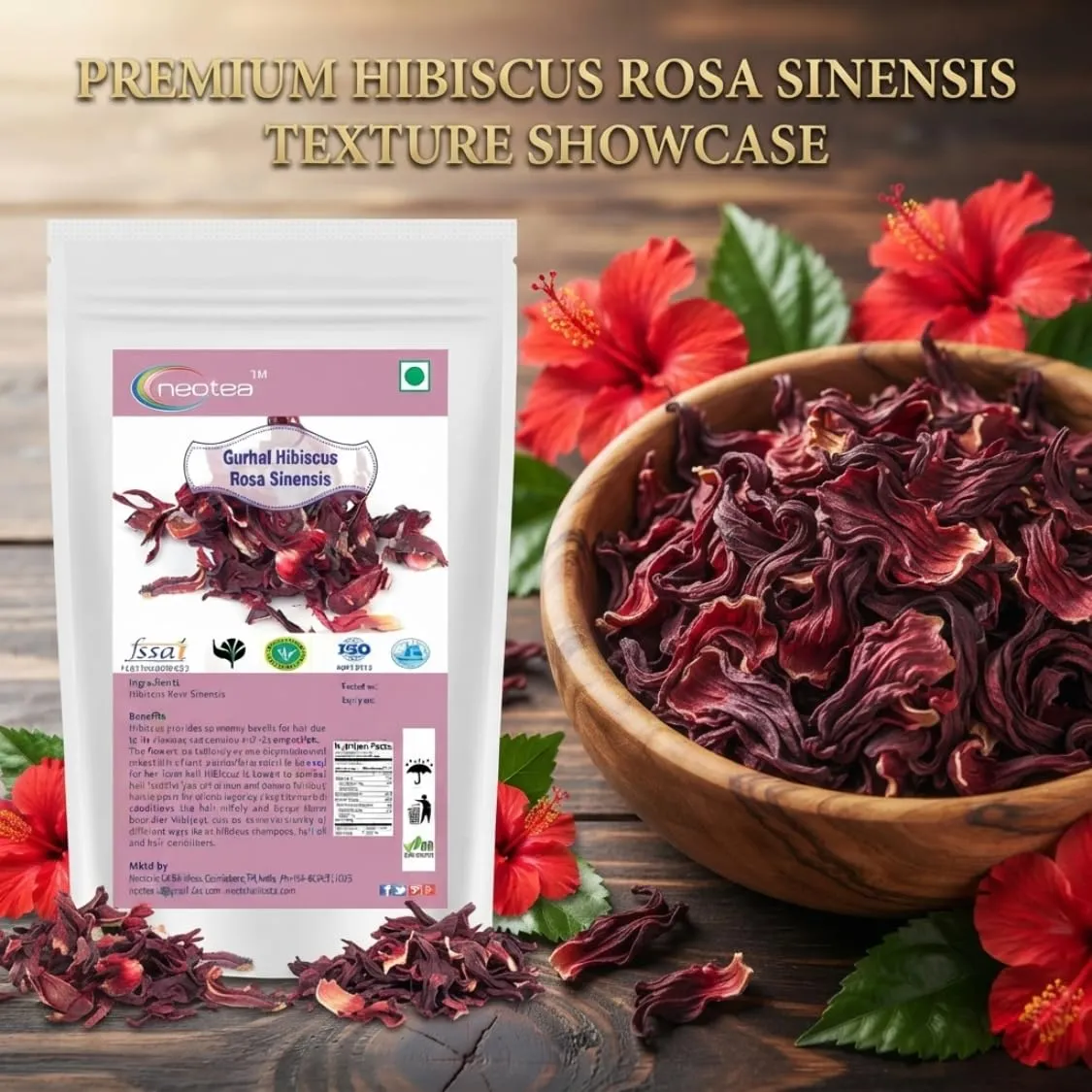 Hibiscus Rosa Raw Herbal | Dried Hibiscus Rosa Flowers | Whole Natural Hibiscus Flowers | Carefully Selected & Hygienically Packed | Traditional Herbal Ingredient